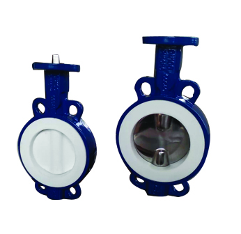 Steam butterfly valve fully lined with fluorine b